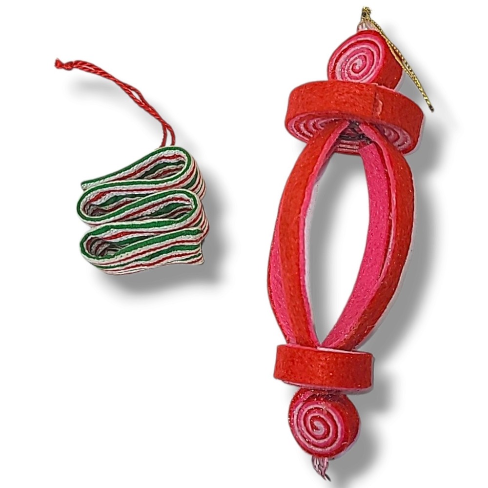 2 Vintage Fabric & Felt Candy Christmas Ornaments Hallmark & Handmade